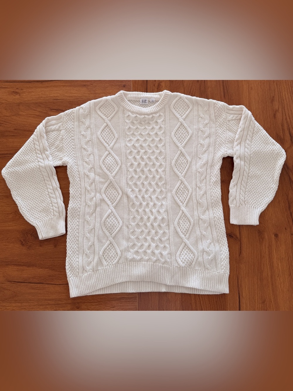 GAP Cream Cable Knit Crewneck Sweater
